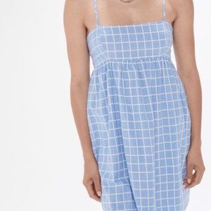 UO Rochelle Windowpane Babydoll Mini Dress